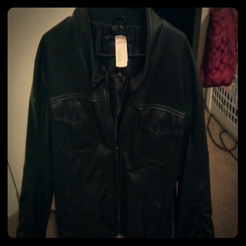 Marc Anthony black leather jacket, size XL